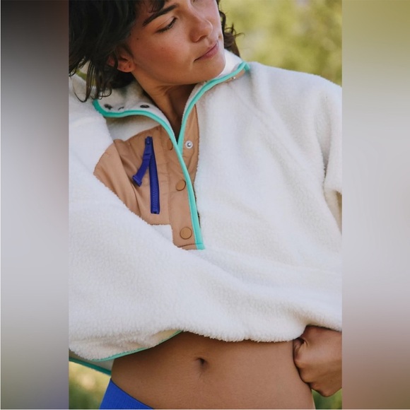 NWT Free People Movement Hit The Slopes Colorblock Fleece Pullover - Size L - Picture 11 of 12